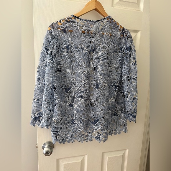 Chico’s lace cardigan jacket blue size 2x scalloped hems - Picture 6 of 11